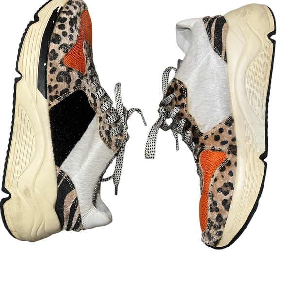 Oasis Society Women's Leopard Print Sneakers - Orange, Black, White - Picture 3 of 5
